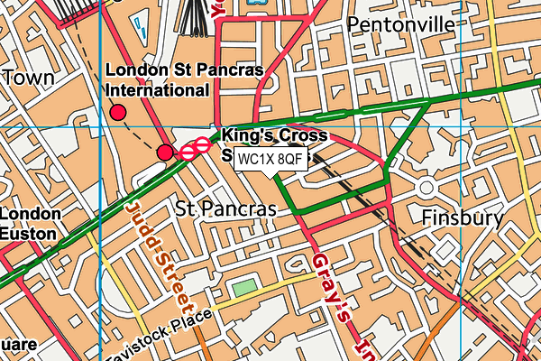 WC1X 8QF map - OS VectorMap District (Ordnance Survey) WC1X 8QF map - OS VectorMap District (Ordnance Survey)