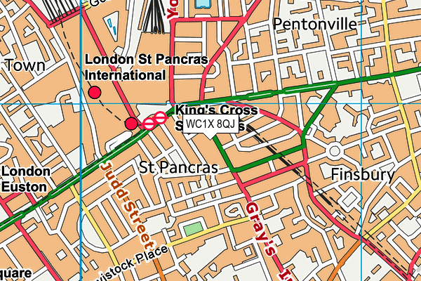 WC1X 8QJ map - OS VectorMap District (Ordnance Survey) WC1X 8QJ map - OS VectorMap District (Ordnance Survey)