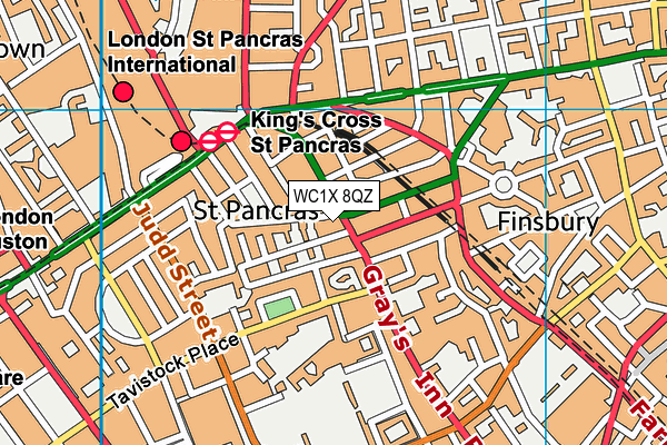 WC1X 8QZ map - OS VectorMap District (Ordnance Survey) WC1X 8QZ map - OS VectorMap District (Ordnance Survey)