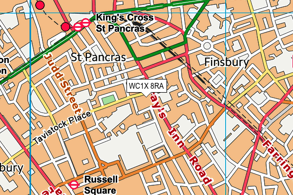 WC1X 8RA map - OS VectorMap District (Ordnance Survey) WC1X 8RA map - OS VectorMap District (Ordnance Survey)