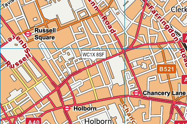 WC1X 8SF map - OS VectorMap District (Ordnance Survey) WC1X 8SF map - OS VectorMap District (Ordnance Survey)