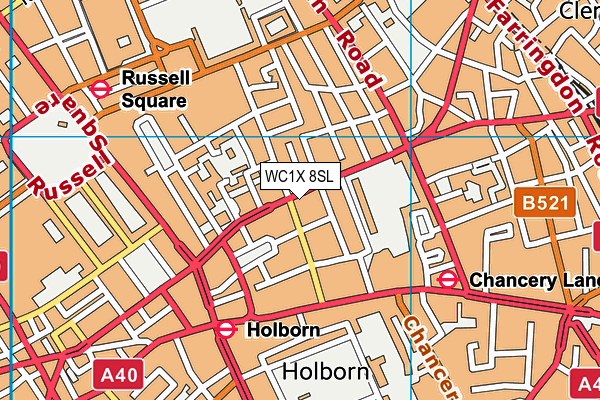 WC1X 8SL map - OS VectorMap District (Ordnance Survey) WC1X 8SL map - OS VectorMap District (Ordnance Survey)