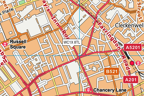 WC1X 8TL map - OS VectorMap District (Ordnance Survey) WC1X 8TL map - OS VectorMap District (Ordnance Survey)