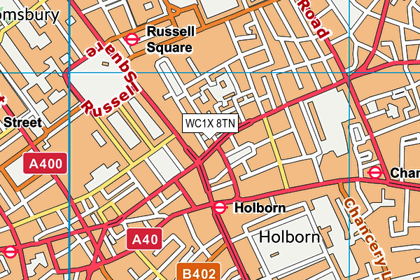 WC1X 8TN map - OS VectorMap District (Ordnance Survey) WC1X 8TN map - OS VectorMap District (Ordnance Survey)