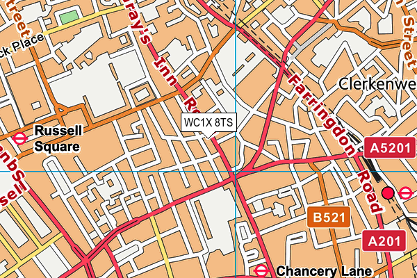 WC1X 8TS map - OS VectorMap District (Ordnance Survey) WC1X 8TS map - OS VectorMap District (Ordnance Survey)