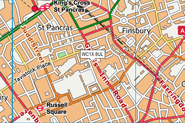WC1X 8UL map - OS VectorMap District (Ordnance Survey)