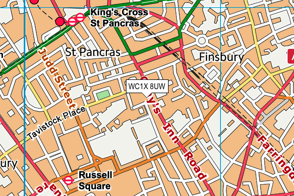 WC1X 8UW map - OS VectorMap District (Ordnance Survey)