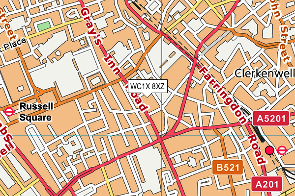 WC1X 8XZ map - OS VectorMap District (Ordnance Survey) WC1X 8XZ map - OS VectorMap District (Ordnance Survey)