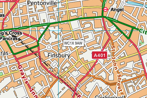 WC1X 9AW map - OS VectorMap District (Ordnance Survey) WC1X 9AW map - OS VectorMap District (Ordnance Survey)