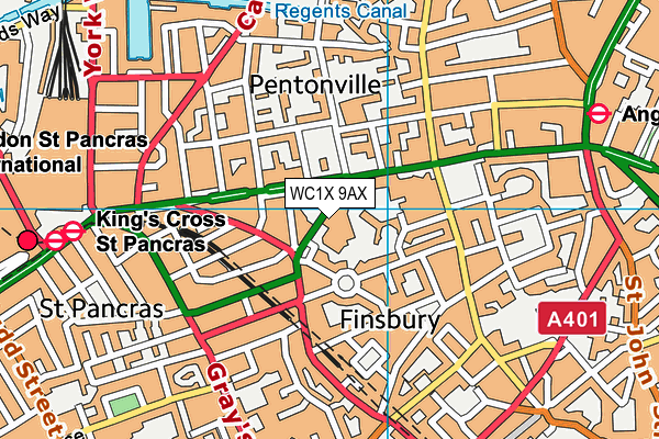 WC1X 9AX map - OS VectorMap District (Ordnance Survey) WC1X 9AX map - OS VectorMap District (Ordnance Survey)