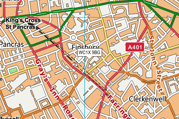 WC1X 9BG map - OS VectorMap District (Ordnance Survey)