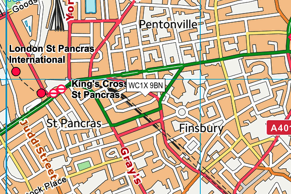 WC1X 9BN map - OS VectorMap District (Ordnance Survey) WC1X 9BN map - OS VectorMap District (Ordnance Survey)
