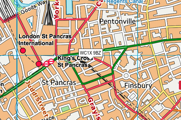 WC1X 9BZ map - OS VectorMap District (Ordnance Survey) WC1X 9BZ map - OS VectorMap District (Ordnance Survey)