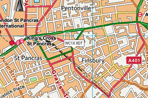 WC1X 9DT map - OS VectorMap District (Ordnance Survey) WC1X 9DT map - OS VectorMap District (Ordnance Survey)