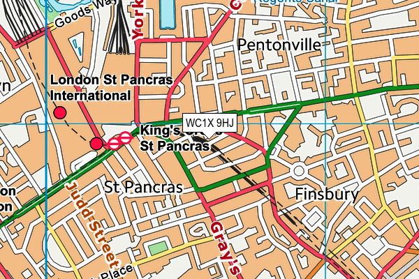 WC1X 9HJ map - OS VectorMap District (Ordnance Survey) WC1X 9HJ map - OS VectorMap District (Ordnance Survey)