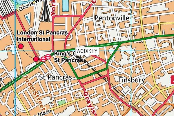 WC1X 9HY map - OS VectorMap District (Ordnance Survey) WC1X 9HY map - OS VectorMap District (Ordnance Survey)