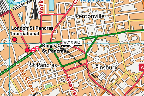 WC1X 9HZ map - OS VectorMap District (Ordnance Survey)