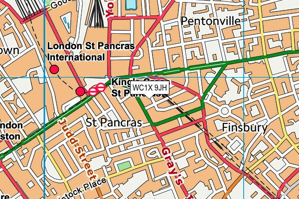 WC1X 9JH map - OS VectorMap District (Ordnance Survey) WC1X 9JH map - OS VectorMap District (Ordnance Survey)