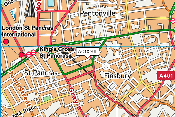 WC1X 9JL map - OS VectorMap District (Ordnance Survey)