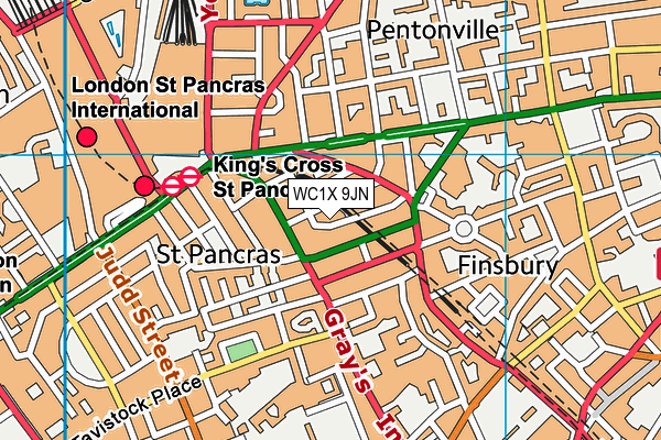 WC1X 9JN map - OS VectorMap District (Ordnance Survey)
