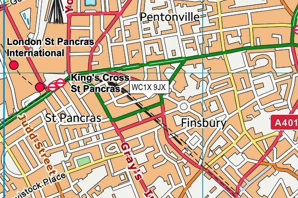 WC1X 9JX map - OS VectorMap District (Ordnance Survey) WC1X 9JX map - OS VectorMap District (Ordnance Survey)