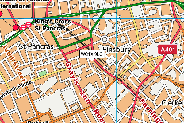 WC1X 9LQ map - OS VectorMap District (Ordnance Survey)