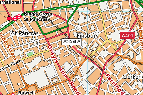 WC1X 9LW map - OS VectorMap District (Ordnance Survey) WC1X 9LW map - OS VectorMap District (Ordnance Survey)