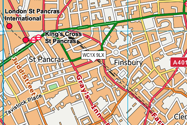 WC1X 9LX map - OS VectorMap District (Ordnance Survey) WC1X 9LX map - OS VectorMap District (Ordnance Survey)