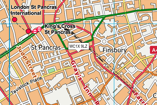 WC1X 9LZ map - OS VectorMap District (Ordnance Survey) WC1X 9LZ map - OS VectorMap District (Ordnance Survey)