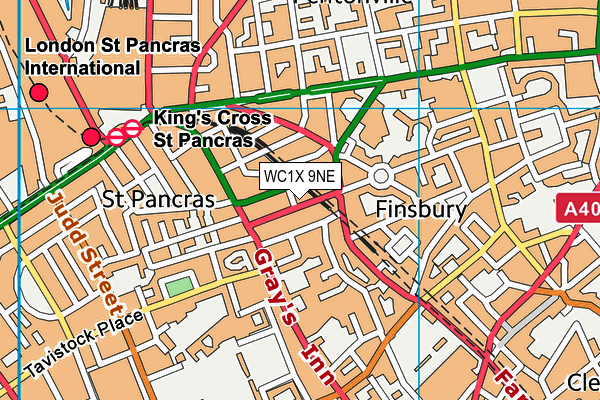 WC1X 9NE map - OS VectorMap District (Ordnance Survey) WC1X 9NE map - OS VectorMap District (Ordnance Survey)