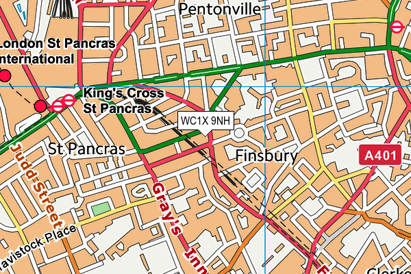 WC1X 9NH map - OS VectorMap District (Ordnance Survey) WC1X 9NH map - OS VectorMap District (Ordnance Survey)