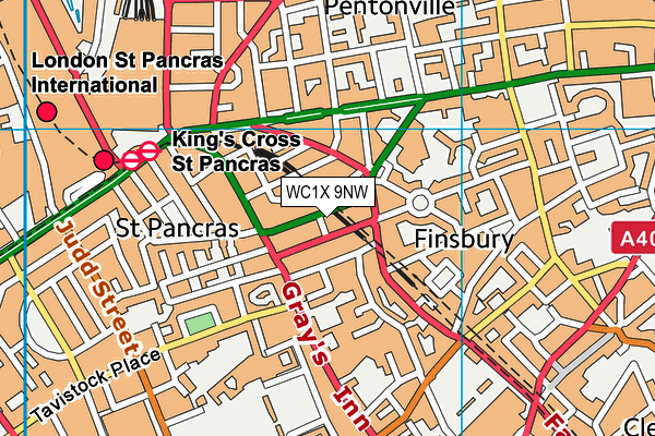 WC1X 9NW map - OS VectorMap District (Ordnance Survey) WC1X 9NW map - OS VectorMap District (Ordnance Survey)
