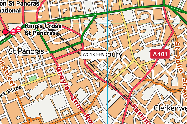 WC1X 9PA map - OS VectorMap District (Ordnance Survey) WC1X 9PA map - OS VectorMap District (Ordnance Survey)