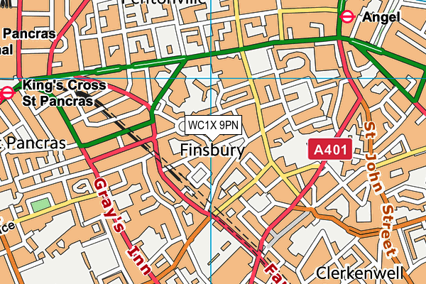 WC1X 9PN map - OS VectorMap District (Ordnance Survey) WC1X 9PN map - OS VectorMap District (Ordnance Survey)