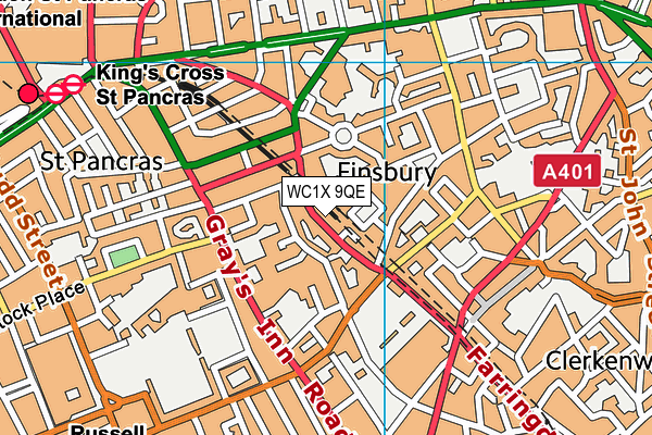WC1X 9QE map - OS VectorMap District (Ordnance Survey) WC1X 9QE map - OS VectorMap District (Ordnance Survey)