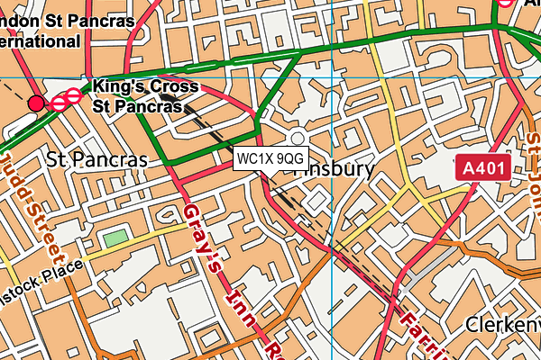 WC1X 9QG map - OS VectorMap District (Ordnance Survey) WC1X 9QG map - OS VectorMap District (Ordnance Survey)