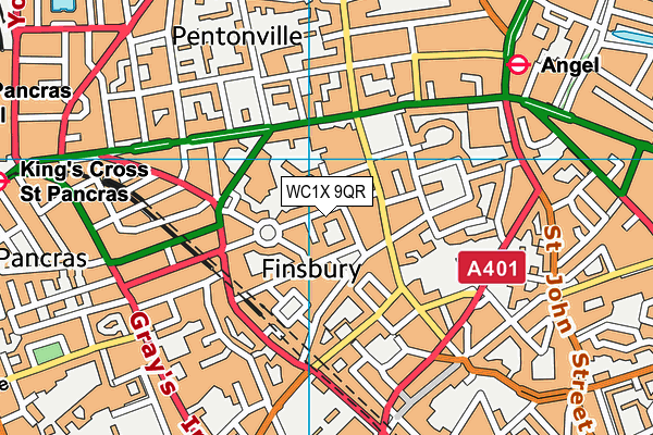 WC1X 9QR map - OS VectorMap District (Ordnance Survey) WC1X 9QR map - OS VectorMap District (Ordnance Survey)