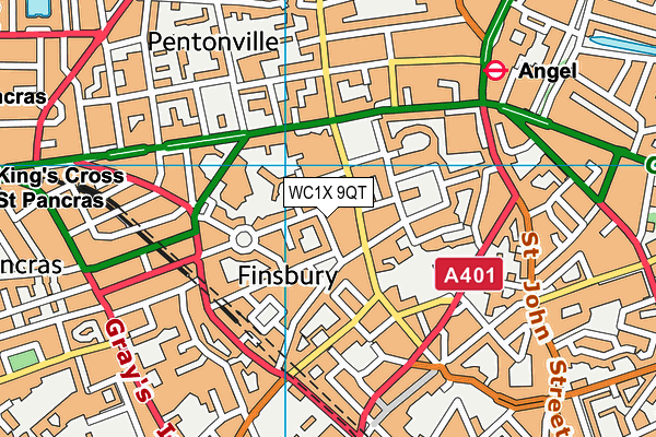 WC1X 9QT map - OS VectorMap District (Ordnance Survey) WC1X 9QT map - OS VectorMap District (Ordnance Survey)