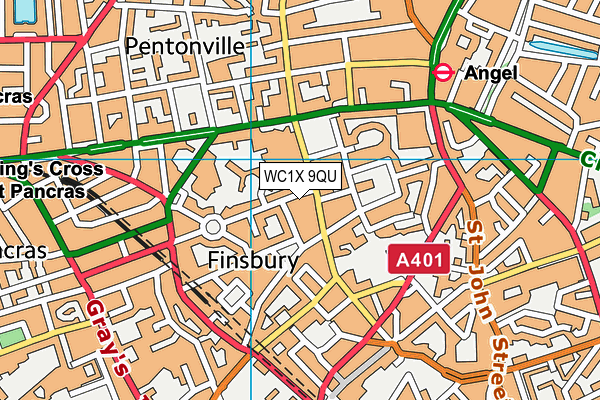 WC1X 9QU map - OS VectorMap District (Ordnance Survey) WC1X 9QU map - OS VectorMap District (Ordnance Survey)