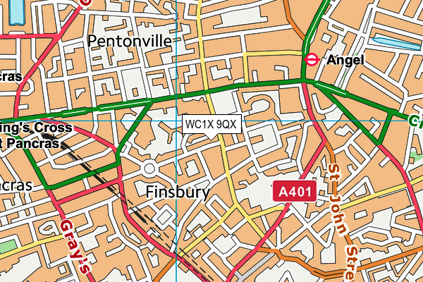 WC1X 9QX map - OS VectorMap District (Ordnance Survey) WC1X 9QX map - OS VectorMap District (Ordnance Survey)