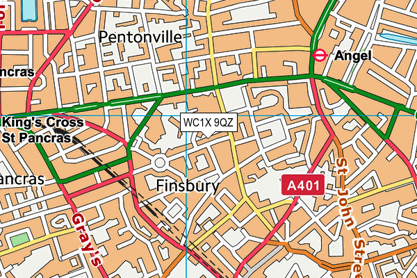 WC1X 9QZ map - OS VectorMap District (Ordnance Survey) WC1X 9QZ map - OS VectorMap District (Ordnance Survey)