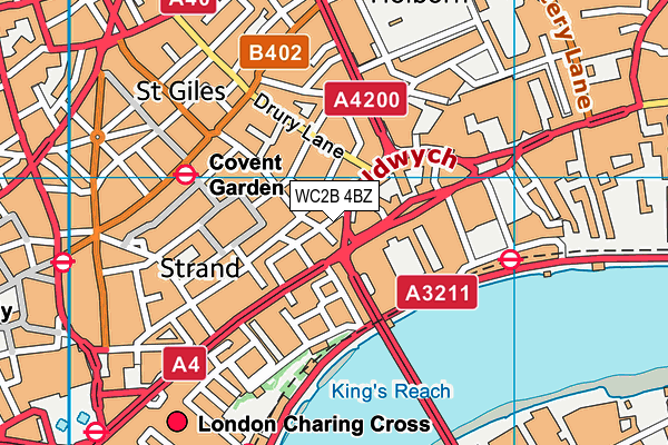 WC2B 4BZ map - OS VectorMap District (Ordnance Survey)