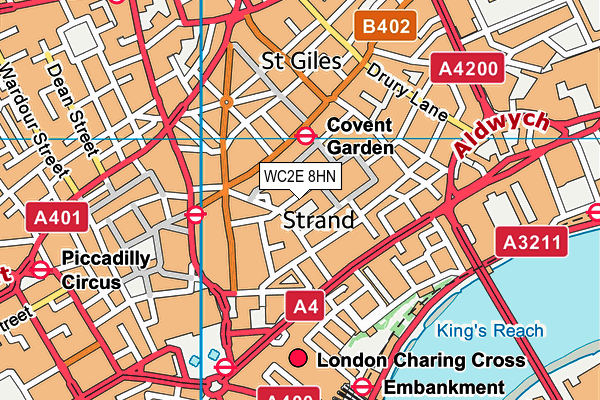 WC2E 8HN map - OS VectorMap District (Ordnance Survey)