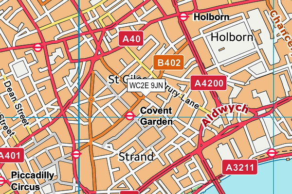 WC2E 9JN map - OS VectorMap District (Ordnance Survey)