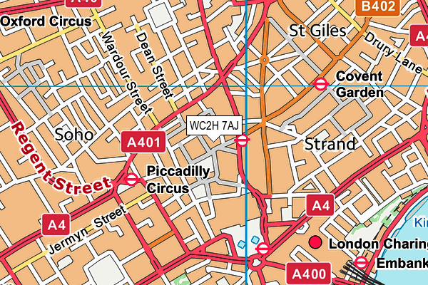 WC2H 7AJ map - OS VectorMap District (Ordnance Survey) WC2H 7AJ map - OS VectorMap District (Ordnance Survey)