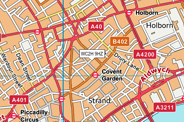 WC2H 9HZ map - OS VectorMap District (Ordnance Survey)