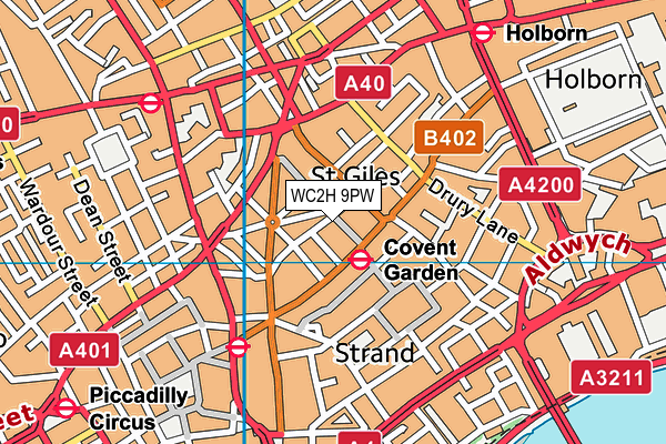 WC2H 9PW map - OS VectorMap District (Ordnance Survey)