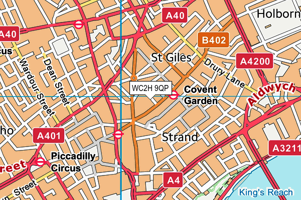 WC2H 9QP map - OS VectorMap District (Ordnance Survey)
