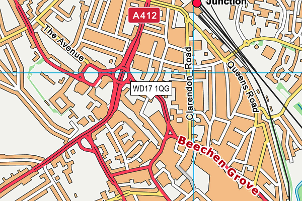 WD17 1QG map - OS VectorMap District (Ordnance Survey)