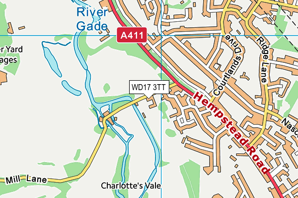 WD17 3TT map - OS VectorMap District (Ordnance Survey)